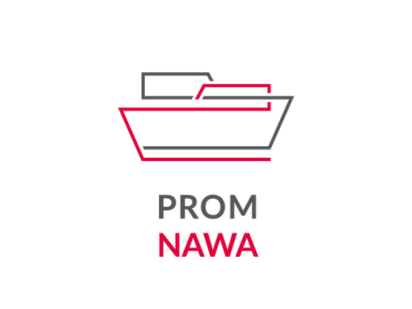 grafika ze schematycznym logiem promu i napisem NAWA PROM